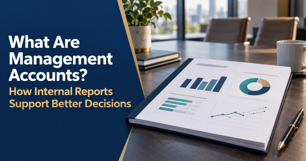 Management accounts dashboard showing budget, actual performance, forecast and key business measures.